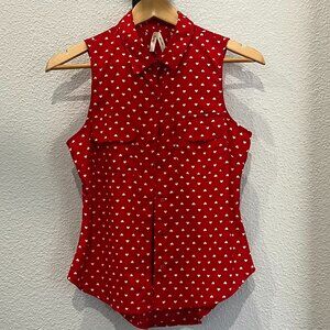Truth NYC Heart Patterned Button Down Sleeveless Blouse